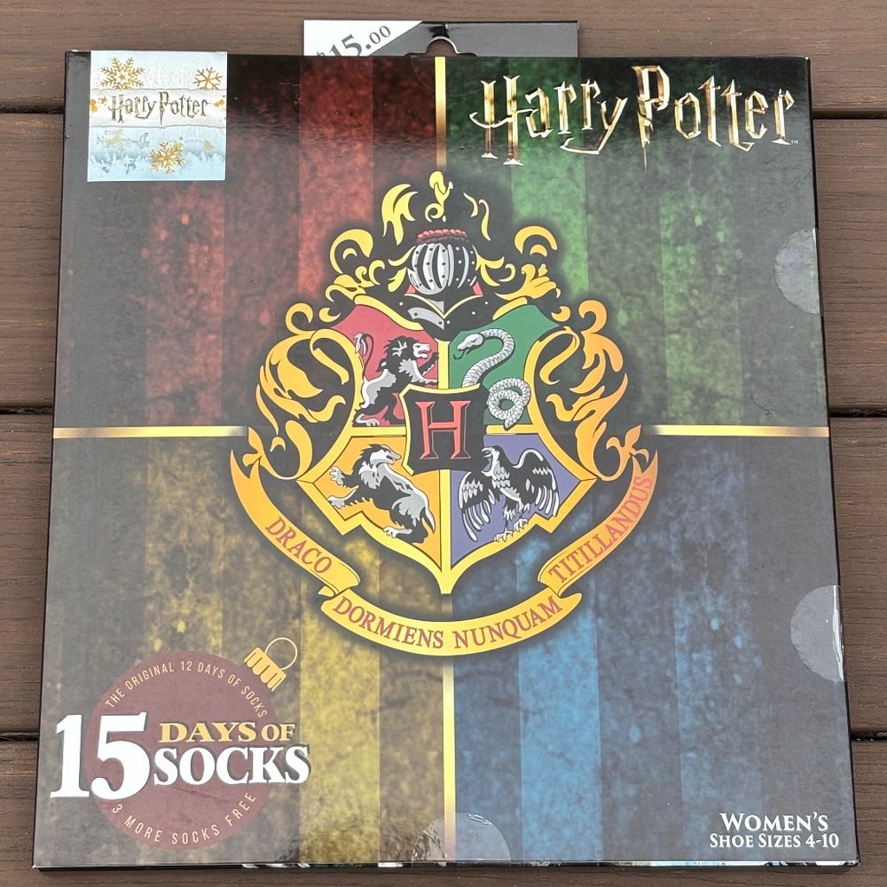 Harry Potter Christmas 15 Days of Socks WOMEN'S Shoe Size 4-10 Advent Calendar